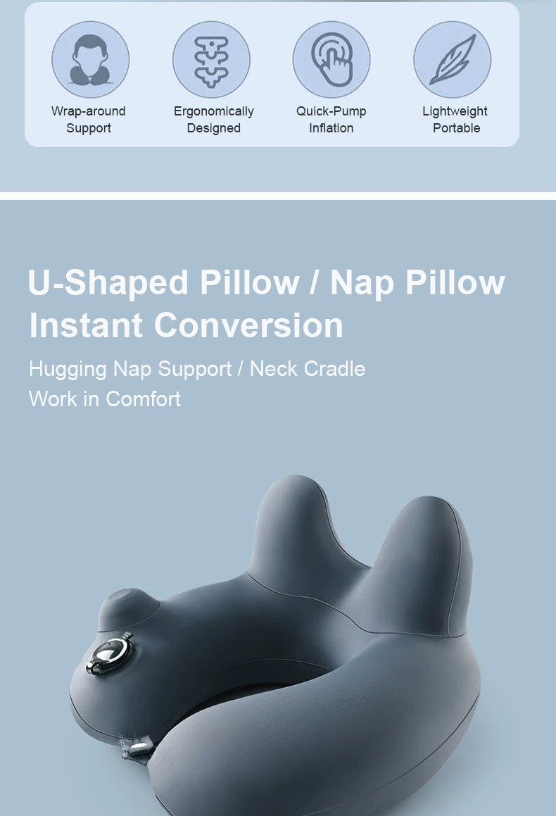 Press-Inflatable U-Shaped Pillow
