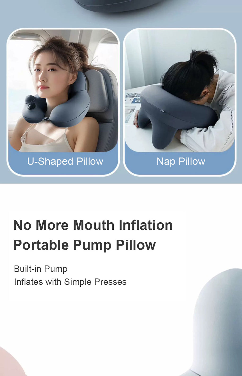 Press-Inflatable U-Shaped Pillow