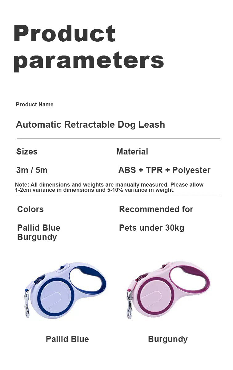 Laisse automatique rétractable pour chien