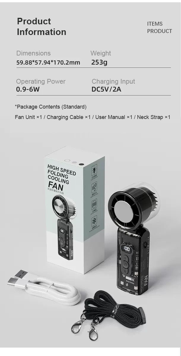 Ventilateur Miniature Portatif à Haute Vitesse avec Refroidissement Glacé