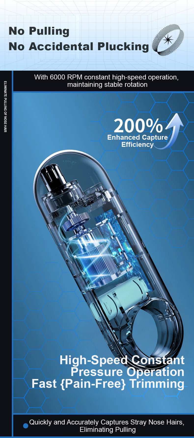 Recortador Eléctrico Indoloro de Vello Nasal